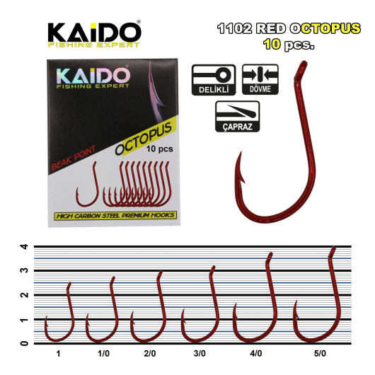 1102 Red Octopus Beak Olta İğnesi (10 pcs) 1102 Red Octopus Beak Olta İğnesi (10 pcs)