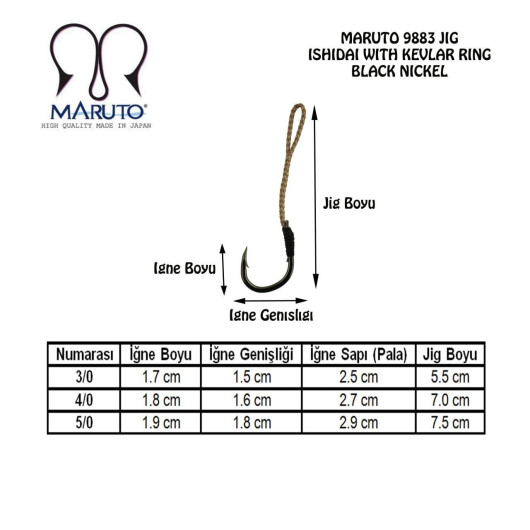 Maruto 9883 Siyah Nikel Jig İğnesi Maruto 9883 Siyah Nikel Jig İğnesi