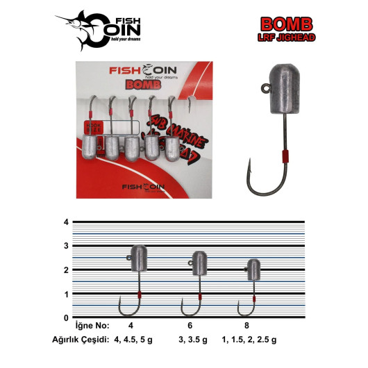 Fishcoin Bomb Jighead 4-5 Gr
