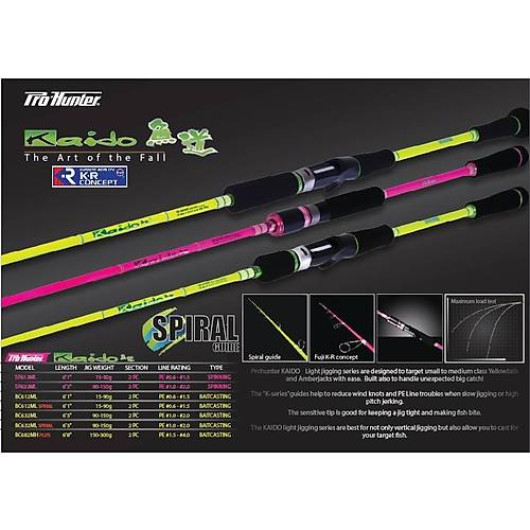 Kaido Light Jigging Rod KS-632ML,6'3',90-150g Pink
