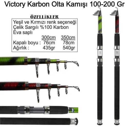 Victory Karbon Teleskopik Olta Kamışı 100-200 Gr G