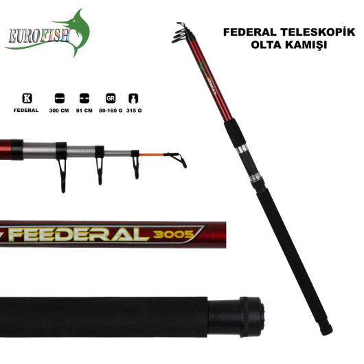 Federal Fiber Olta Kamışı 80-160 Gr KIRMIZI Federal Fiber Olta Kamışı 80-160 Gr KIRMIZI