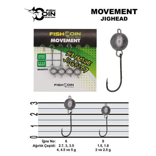Fishcoin Movement Jighead 6-5 gr
