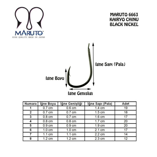 Maruto 6663 Bn Siyah Nikel Olta İğnesi